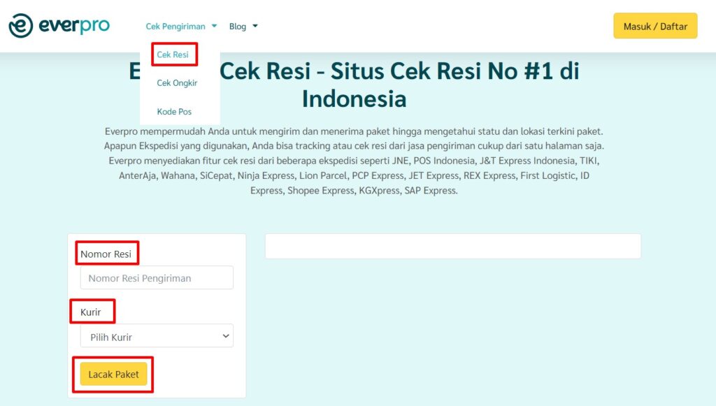 cara cek resi deliveree