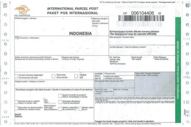 formulir pengiriman barang dalam negeri