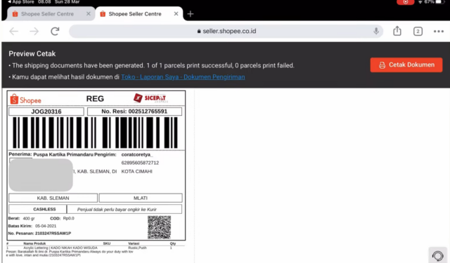 Cara Cetak Resi Shopee