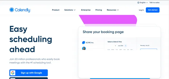 contoh landing page - calendly