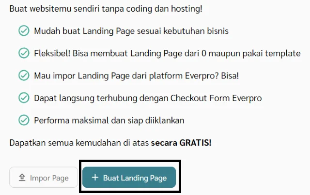 template landing page