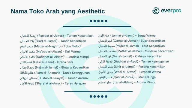 nama toko arab yang aesthetic