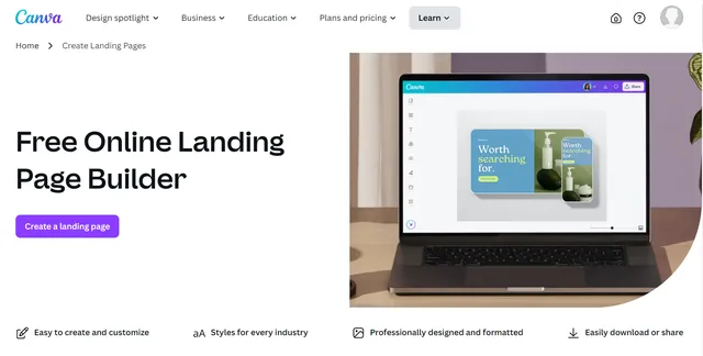 landing page gratis terbaik