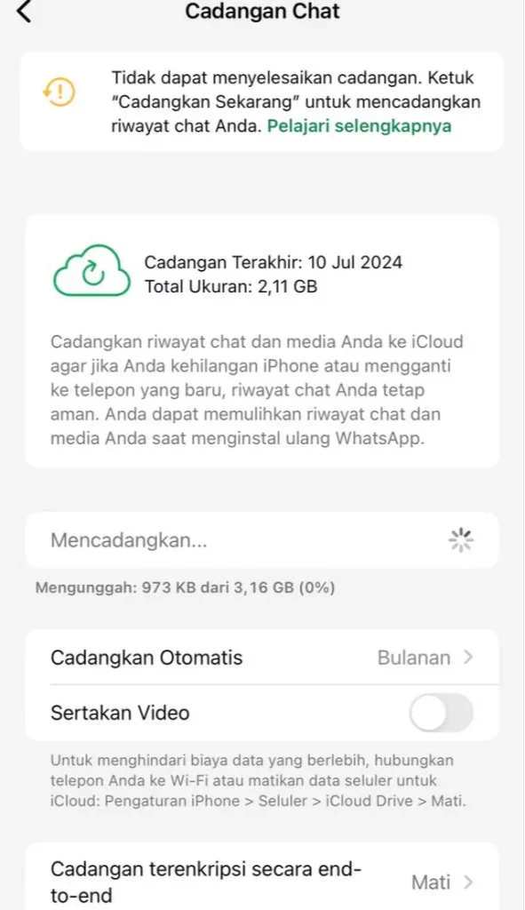 cara backup whatsapp business iphone