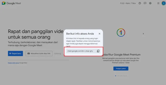 cara membuat link google meet