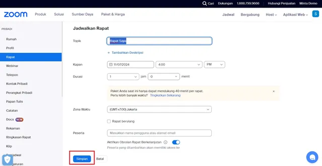 cara membuat link zoom meet